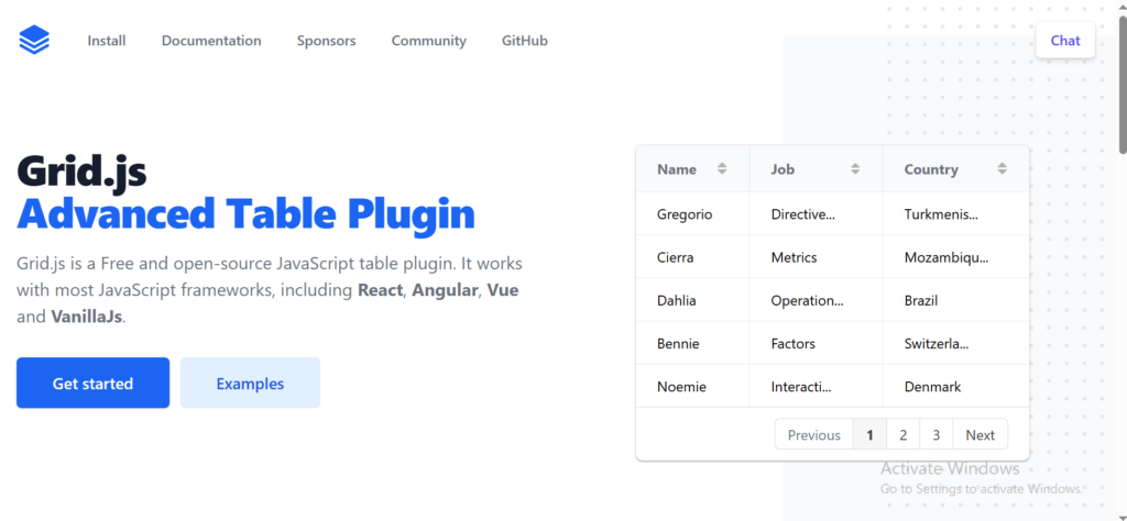 Grid js pen source lightweight JavaScript table plugin