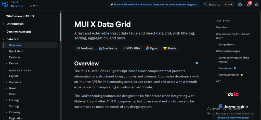MUI X Data Grid MUI X Data Grid React Library 2026