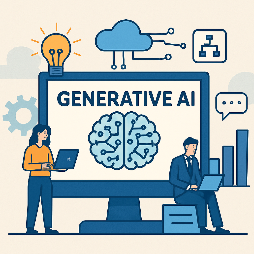 Digital illustration representing generative AI technology in enterprise Digital illustration representing generative AI technology in enterprise